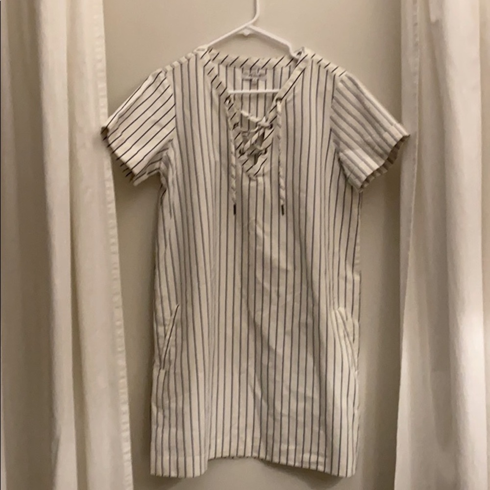 Madewell short sleeve blue stripe dress M